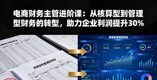 电商财务主管进阶课：从核算型到管理型财务的转型，助力企业利润提升30%-仙女副业网