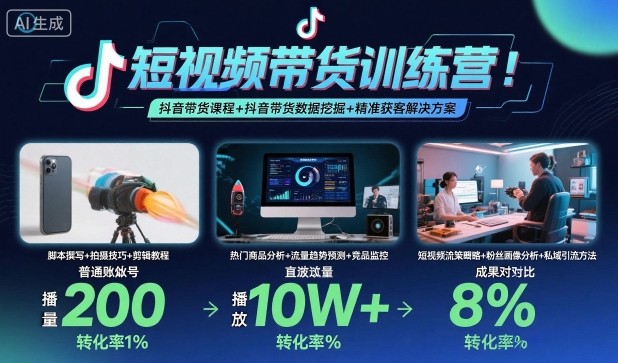 短视频带货训练营，抖音带货课程+抖音带货数据挖掘+精准获客解决方案-仙女副业网