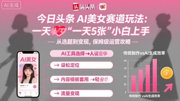 今日头条AI美女赛道玩法，一天轻松5张，小白轻松上手-仙女副业网