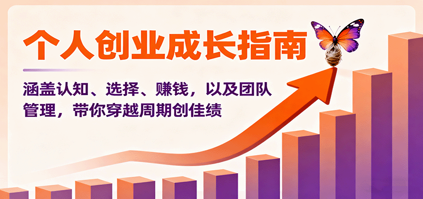 个人创业成长指南：涵盖认知、选择、赚钱，以及团队管理，带你穿越周期创佳绩-仙女副业网