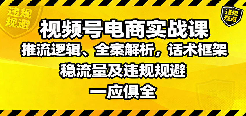 视频号电商实战课：推流逻辑、全案解析，话术框架，稳流量及违规规避等-仙女副业网
