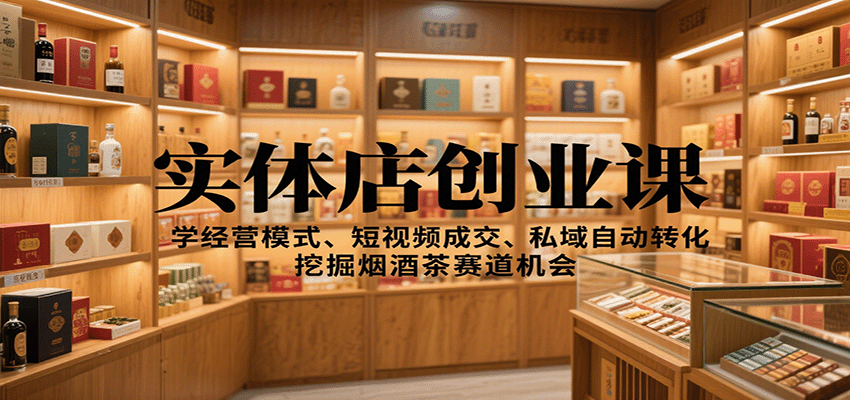 实体店创业课：学经营模式、短视频成交、私域自动转化，挖掘烟酒茶赛道机会-仙女副业网