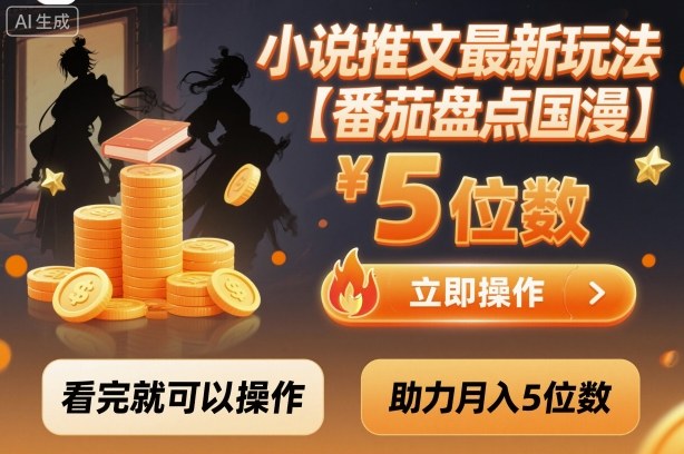 小说推文最新玩法，助力月入5位数【番茄盘点国漫】玩法，看完就可以操作-仙女副业网