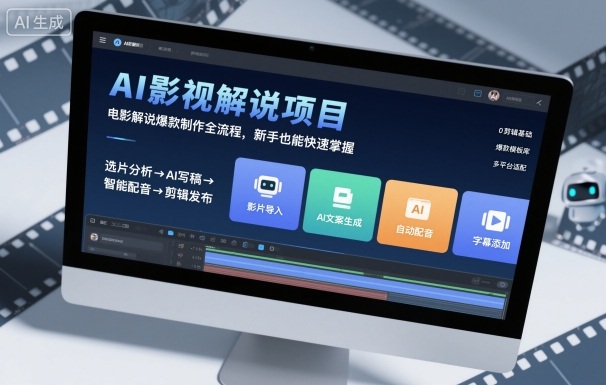AI影视解说项目，电影解说爆款制作全流程，新手也能快速掌握-仙女副业网