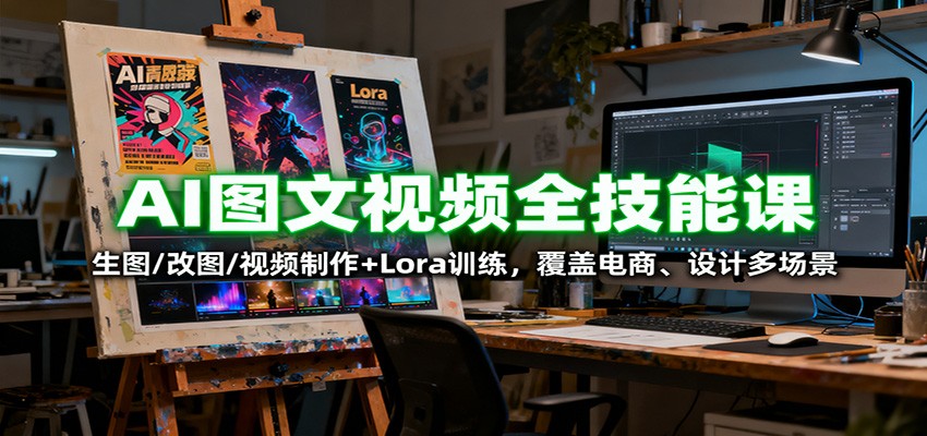 AI图文视频全技能课：生图/改图/视频制作+Lora训练，覆盖电商 、设计多场景-仙女副业网