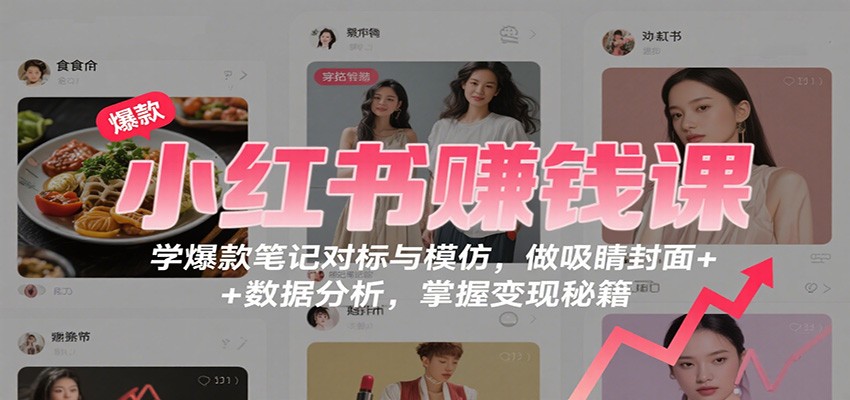 小红书赚钱课：学爆款笔记对标与模仿，做吸睛封面 + 数据分析，掌握变现秘籍-仙女副业网