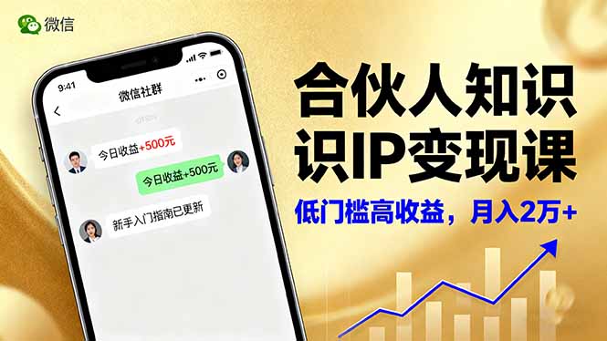 合伙人知识IP变现课,微信生态,内容创作与爆款打造,全网引流,新手月入2w+-仙女副业网
