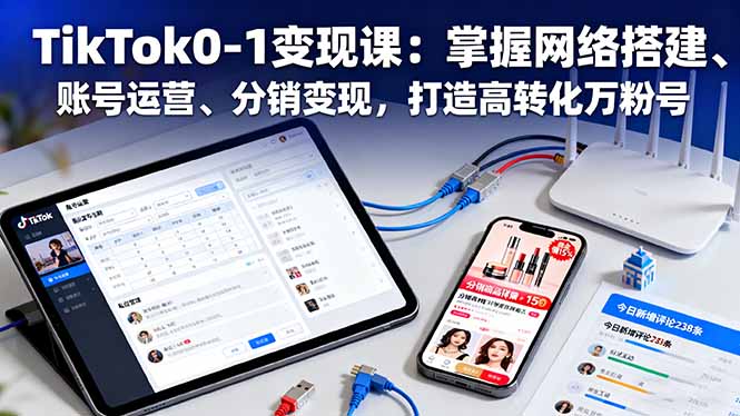 TikTok0-1变现课：掌握网络搭建、账号运营、分销变现，打造高转化万粉号-仙女副业网