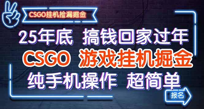 25年底搞钱回家过年，CSGO游戏挂机掘金，纯手机操作超简单-仙女副业网