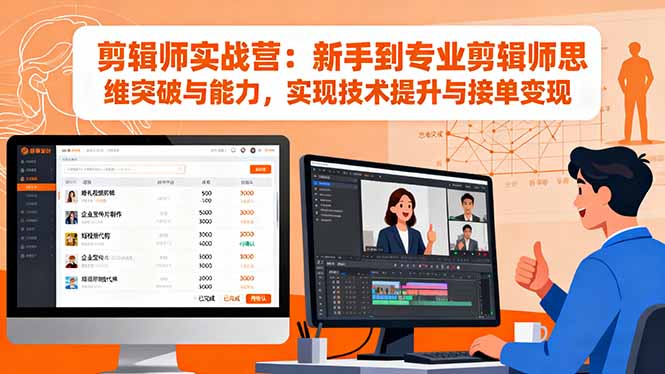 剪辑师实战营:新手到专业剪辑师思维突破与能力,实现技术提升与接单变现-仙女副业网