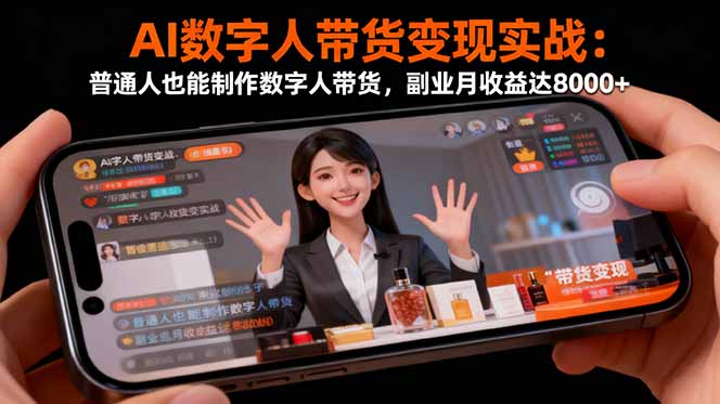 AI数字人带货变现实战：普通人也能制作数字人带货，副业月收益达8000+-仙女副业网