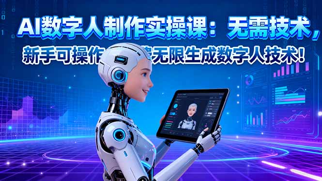 AI数字人制作实操课：无需技术，新手可操作，免费无限生成数字人技术！-仙女副业网