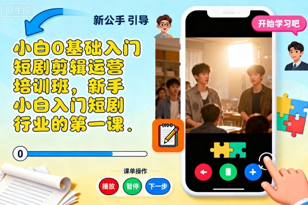 小白0基础入门短剧剪辑运营培训班，新手小白入门短剧行业的第一课-仙女副业网