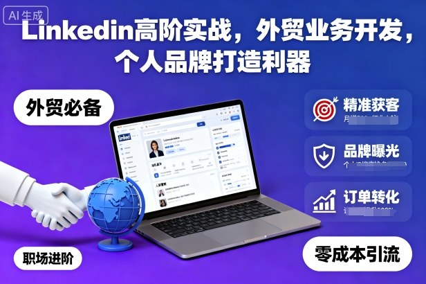 Linkedin高阶实战，外贸业务开发，个人品牌打造利器-仙女副业网