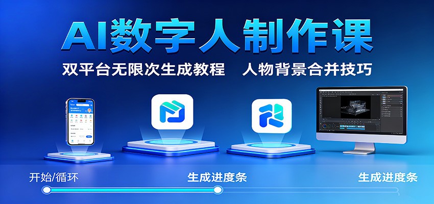 AI数字人制作课:双平台无限次生成教程,人物背景合并技巧-仙女副业网