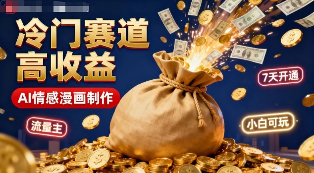 公众号冷门赛道，用AI做情感漫画，7天开通流量主，操作简单，小白可玩-仙女副业网