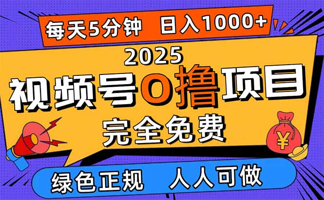 2025视频号0撸项目,5分钟一个号,日入1000+,人人可做-仙女副业网