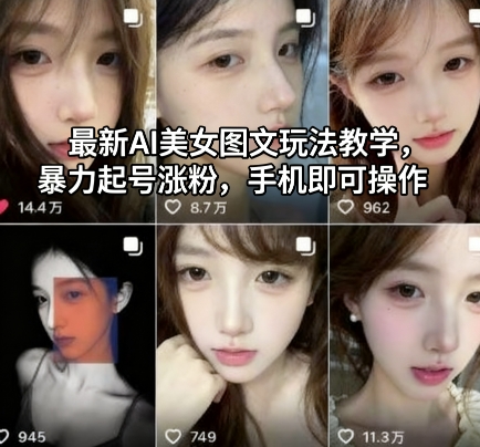 最新AI美女图文玩法教学，暴力起号涨粉，手机即可操作-仙女副业网