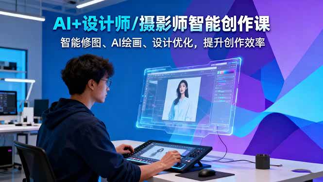 AI+设计师/摄影师智能创作课:智能修图、AI绘画、设计优化,提升创作效率-仙女副业网