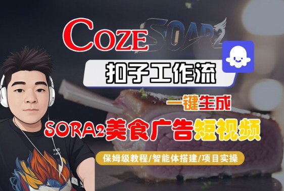 Coze扣子智能体工作流一键生成“SORA2美食广告“短视频，全流程保姆级教学-仙女副业网