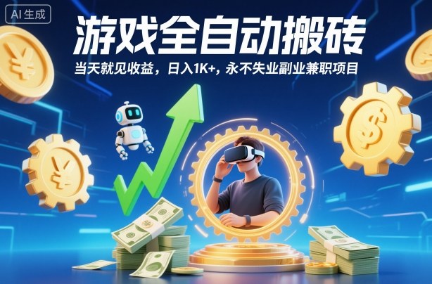 游戏全自动搬砖，当天就见收益，日入1K+，永不失业副业兼职项目【揭秘】-仙女副业网