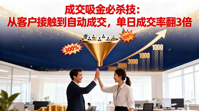 吸金成交营销必杀技：从客户接触到自动成交，单日成交率翻3倍-仙女副业网