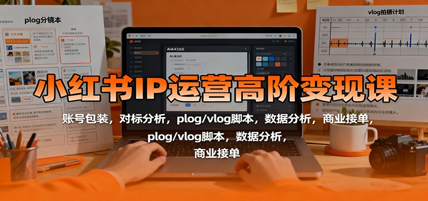 小红书IP运营高阶变现课:账号包装,对标分析,plog/vlog脚本,数据分析,商业接单-仙女副业网