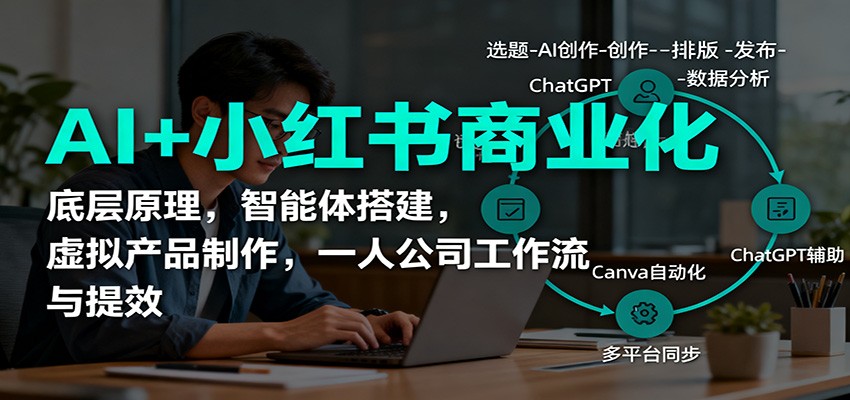 AI+小红书商业化,底层原理,智能体搭建,虚拟产品制作,一人公司工作流与提效-仙女副业网