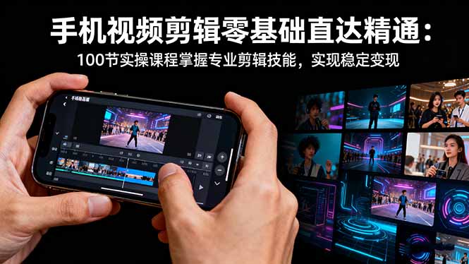 手机视频剪辑零基础直达精通:100节实操课程掌握专业剪辑技能,实现稳...-仙女副业网