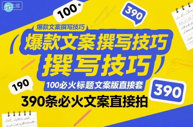 爆款文案撰写技巧,100个必火标题文案模版直接套,390条必火文案直接拍-仙女副业网
