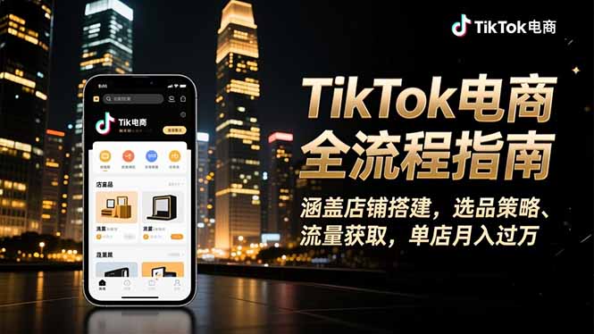 TikTok电商全流程指南，涵盖店铺搭建、选品策略、流量获取，单店月入过万-仙女副业网