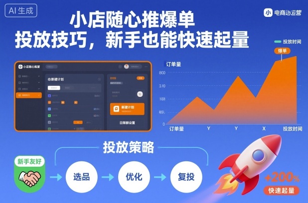 小店随心推爆单投放技巧，新手也能快速起量-仙女副业网