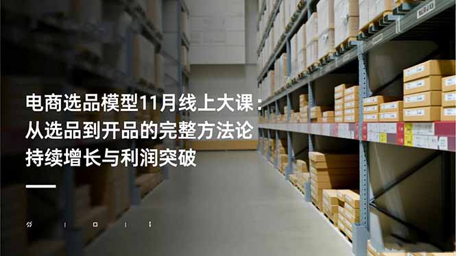 电商选品模型11月线上大课：从选品到开品的完整方法论 持续增长与利润突破-仙女副业网