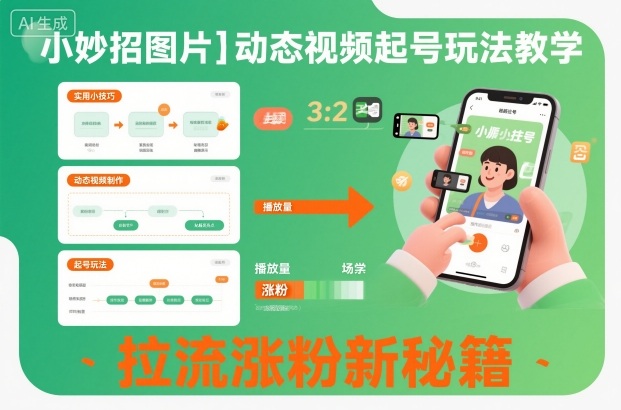 小妙招图片＋动态视频起号玩法教学，拉流涨粉新秘籍-仙女副业网