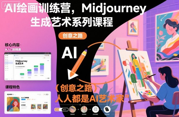 AI绘画训练营，Midjourney生成艺术系列课程，人人都是AI艺术家-仙女副业网