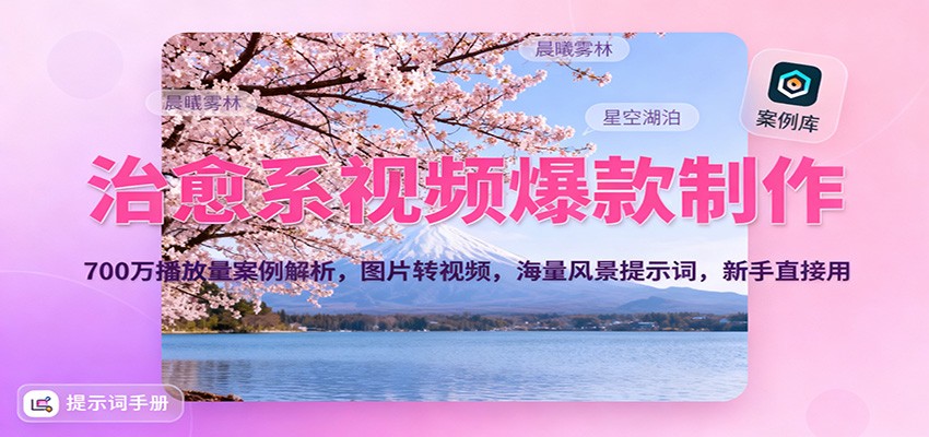 治愈系视频爆款制作，700万播放量案例解析，图片转视频，海量风景提示词，新手直接用-仙女副业网