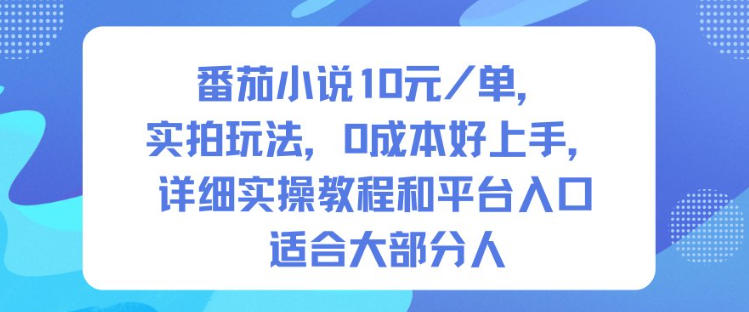 番茄小说10米每单，实拍玩法，0成本好上手，详细实操教程和平台入口适合大部分人-仙女副业网