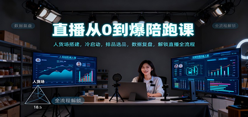 直播从0到爆陪跑课：人货场搭建，冷启动，排品选品，数据复盘，解锁直播全流程-仙女副业网