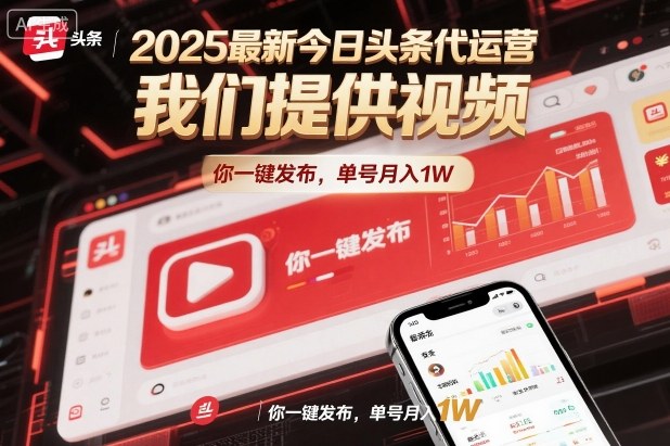 2025最新今日头条代运营，我们提供视频，你一键发布，单号月入1W【揭秘】-仙女副业网