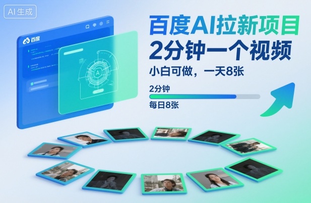 百度AI拉新项目，2分钟一个视频，小白可做，一天8张【附案例+保姆级教程】-仙女副业网