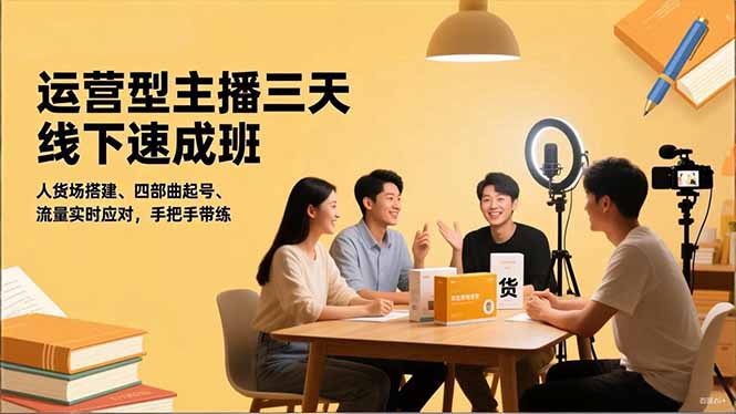 运营型主播三天线下班，人货场搭建,四部曲起号,流量实时应对，手把手带练-仙女副业网