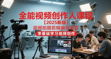 全能视频创作人课程【2025新版】视频拍摄剪辑编导运营，零基础学习视频创作(更新)-仙女副业网
