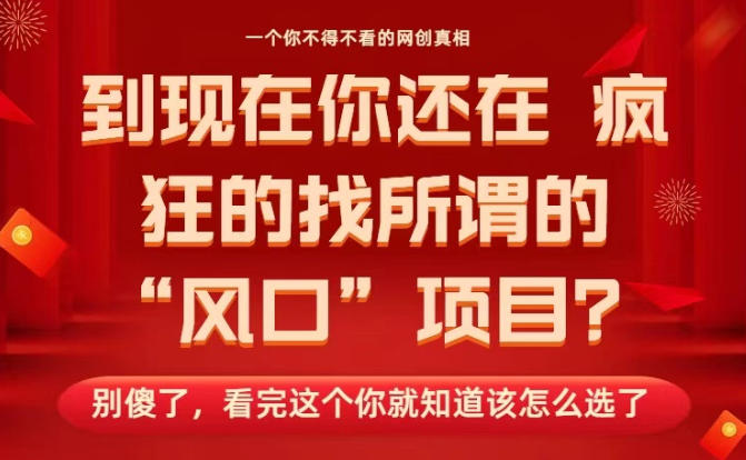 马上26年了,你还在找所谓的风口项目?别傻了,看完这个你全都懂了!【揭秘】-仙女副业网