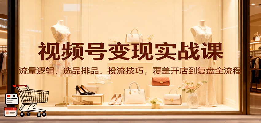 视频号变现实战课：流量逻辑、选品排品、投流技巧，覆盖开店到复盘全流程-仙女副业网