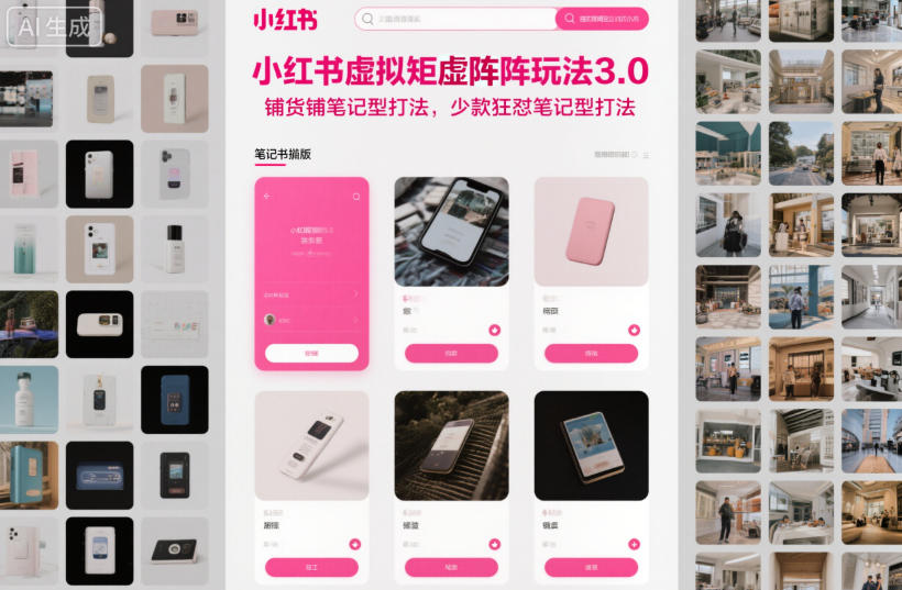 小红书虚拟矩阵玩法3.0，铺货铺笔记型打法，少款狂怼笔记型打法-仙女副业网