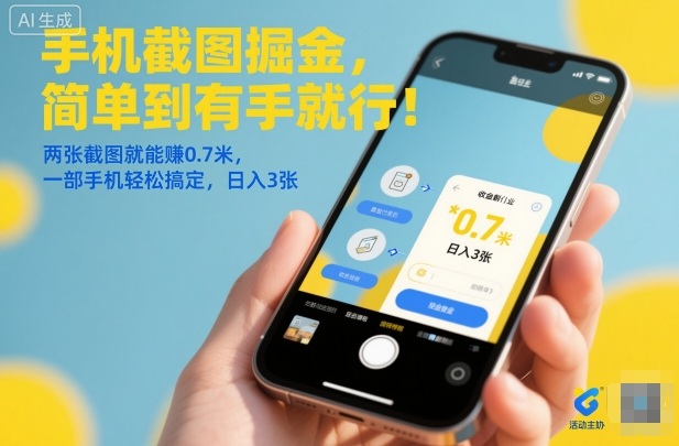 手机截图掘金,简单到有手就行!两张截图就能賺0.7米,一部手机轻松搞定,日入3张【揭秘】-仙女副业网
