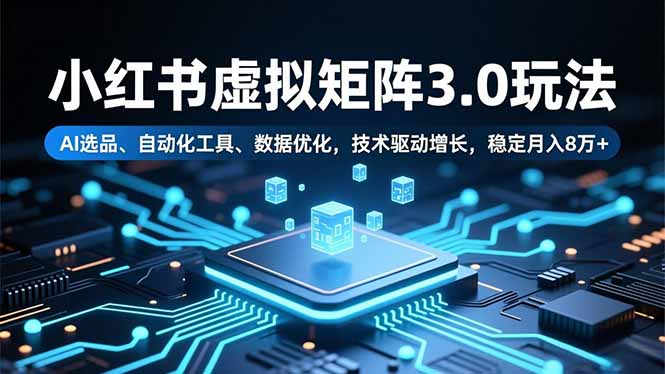 小红书虚拟矩阵3.0玩法，AI选品、自动化工具、数据优化，技术驱动增长，稳定月入8万+-仙女副业网