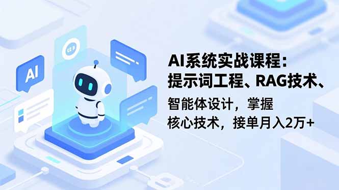 AI系统实战课程,提示词工程、RAG技术、智能体设计,掌握核心技术,接单月入2万+-仙女副业网