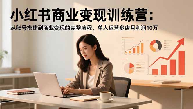 小红书商业变现训练营：从账号搭建到商业变现的完整流程，单人运营多店月利润10万-仙女副业网