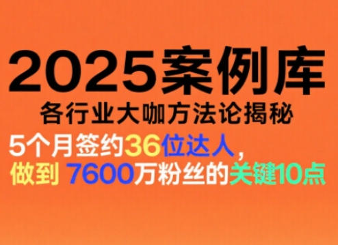 2025案例库，收录各行业大咖的方法论，各行业大咖方法论揭秘-仙女副业网
